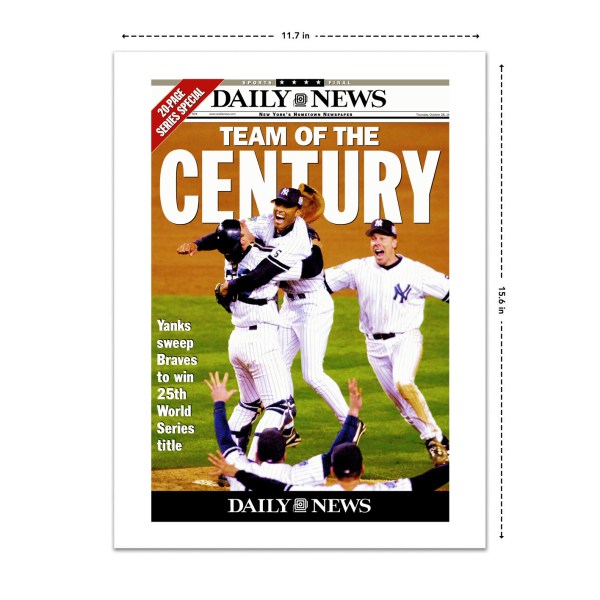 yankees win 1999 world series historical newspaper front page reprint