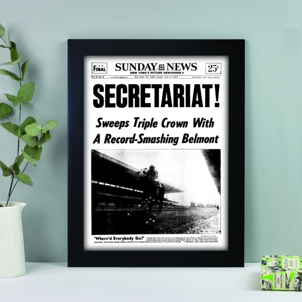 secretariat wins triple historical newspaper front page reprint