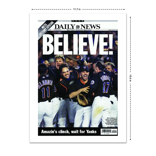 believe - met's 4th pennant historical newspaper front page reprint