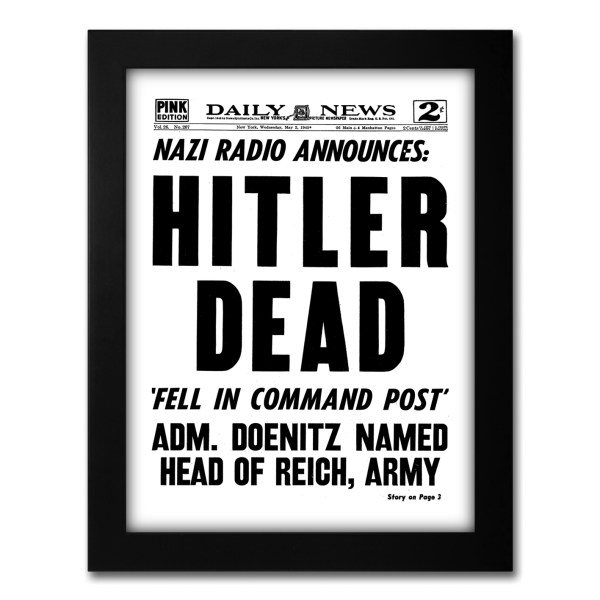 hitler dead historical newspaper front page reprint