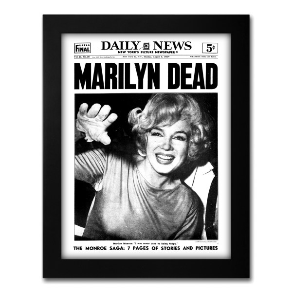 marilyn dead historical newspaper front page reprint