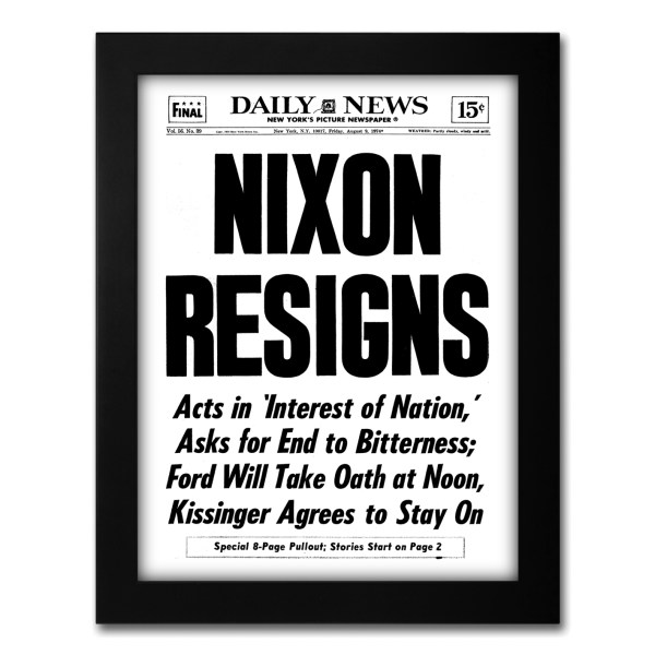 nixon resigns historical newspaper front page reprint