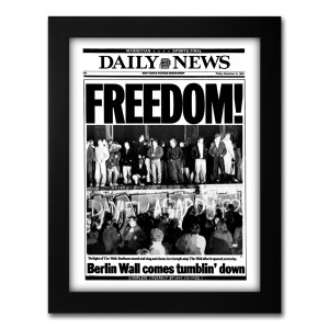 Berlin wall FREEDOM historical newspaper front page reprint