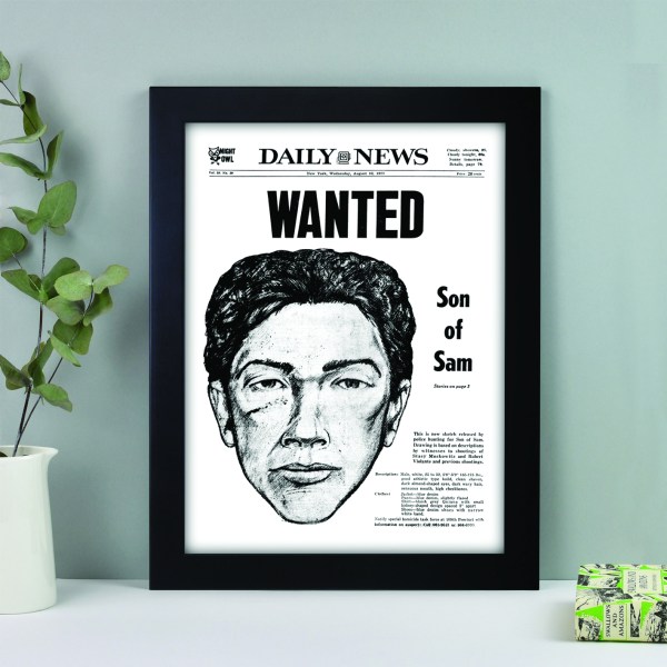 wanted - son of sam historical newspaper front page reprint