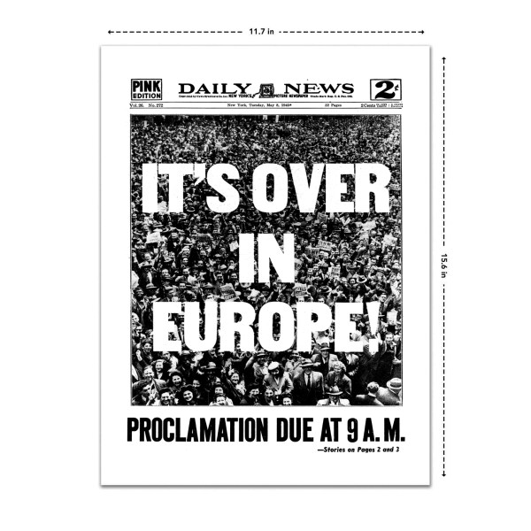 war over in europe historical newspaper front page reprint